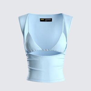 Finesse Baby Blue Jersey Cut Out Top
